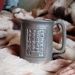 VINTAGE WILTON ARMETALE CHILDS Alphabet Silver COLLECTABLE Mug!